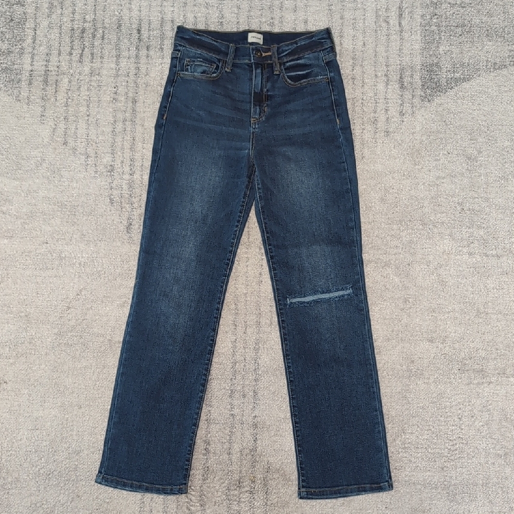Sneak Peek Blue Straight Leg Jeans with Distressing